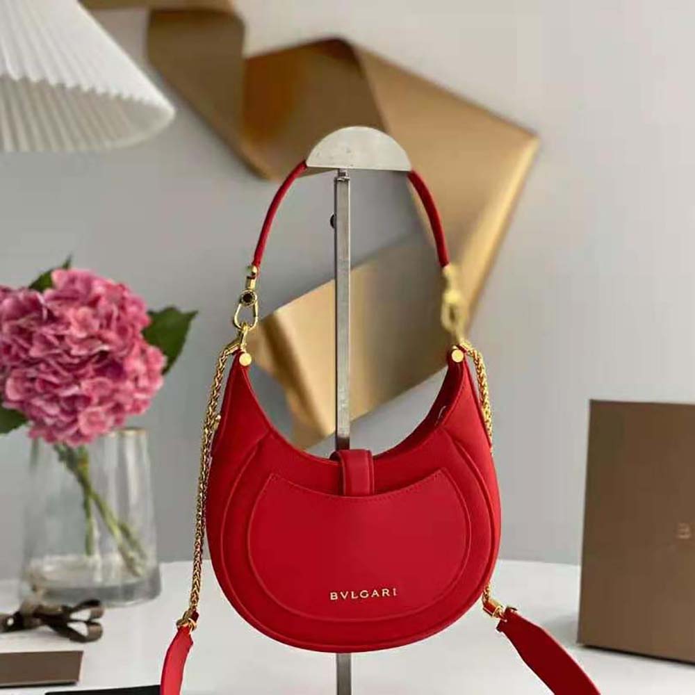 Bvlgari Women Serpenti Ellipse Crossbody Bag in Calf Leather-Red - image 4