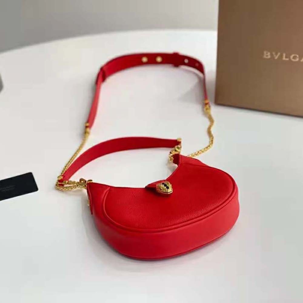 Bvlgari Women Serpenti Ellipse Crossbody Bag in Calf Leather-Red - image 5