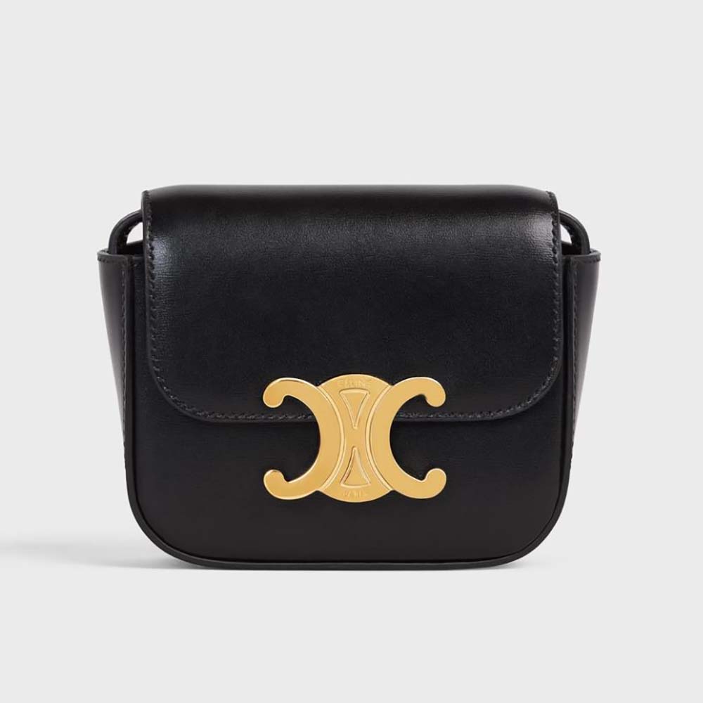 Celine Women Mini Triomphe in Shiny Calfskin-Black - image 1