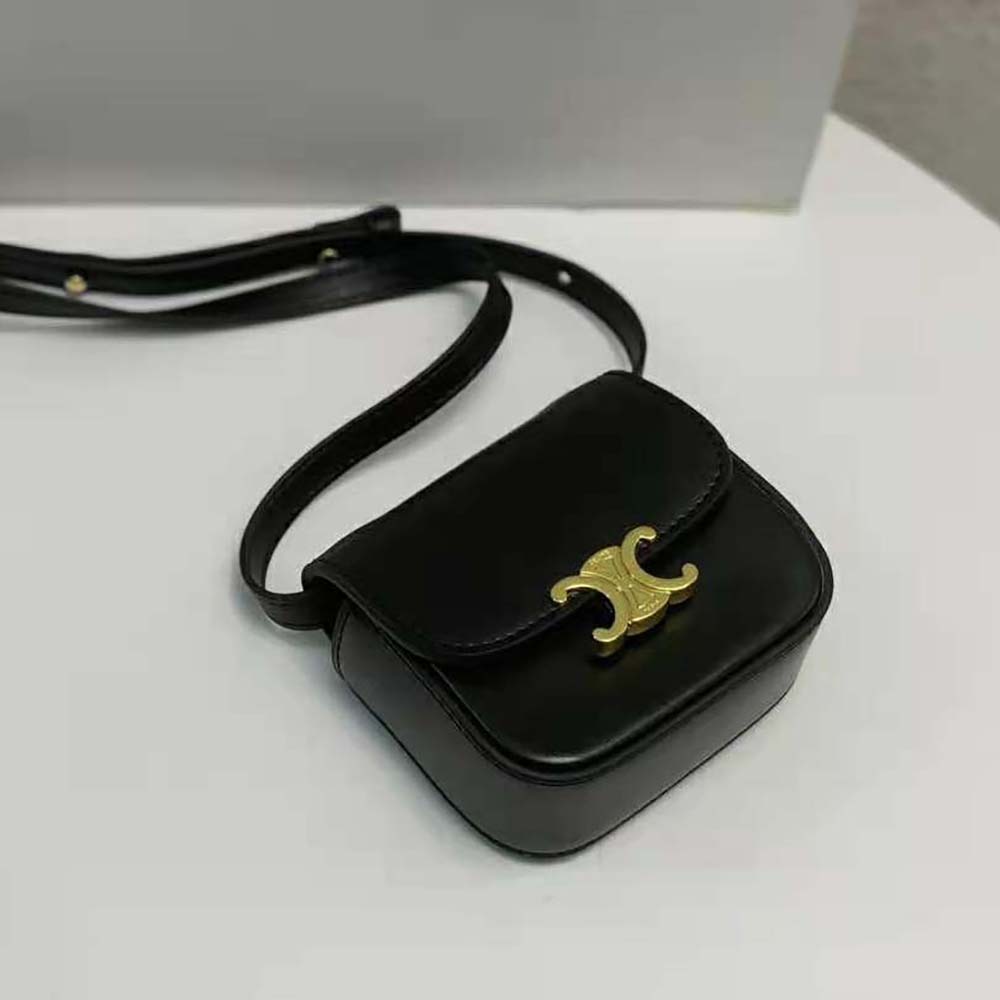Celine Women Mini Triomphe in Shiny Calfskin-Black - image 3