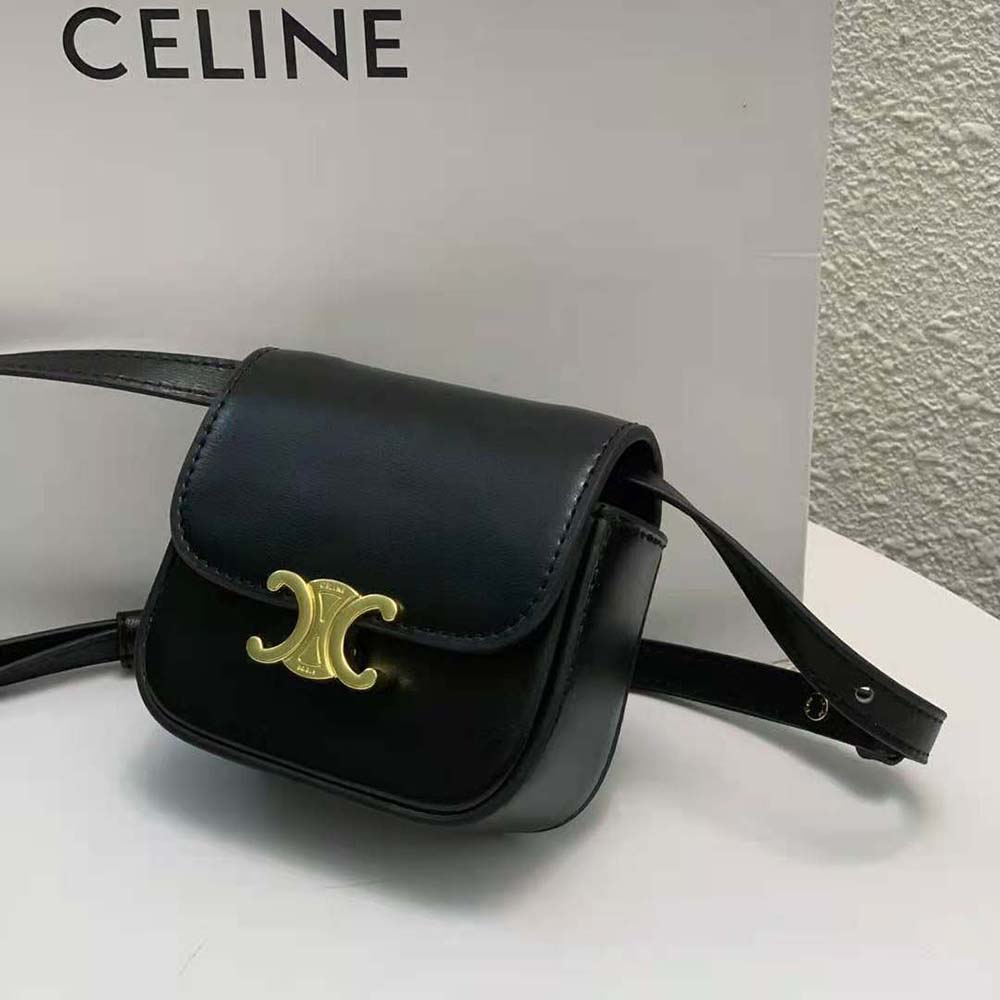 Celine Women Mini Triomphe in Shiny Calfskin-Black - image 4