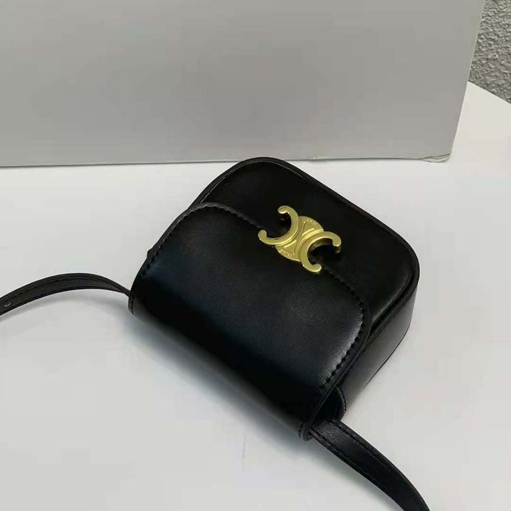 Celine Women Mini Triomphe in Shiny Calfskin-Black - image 5