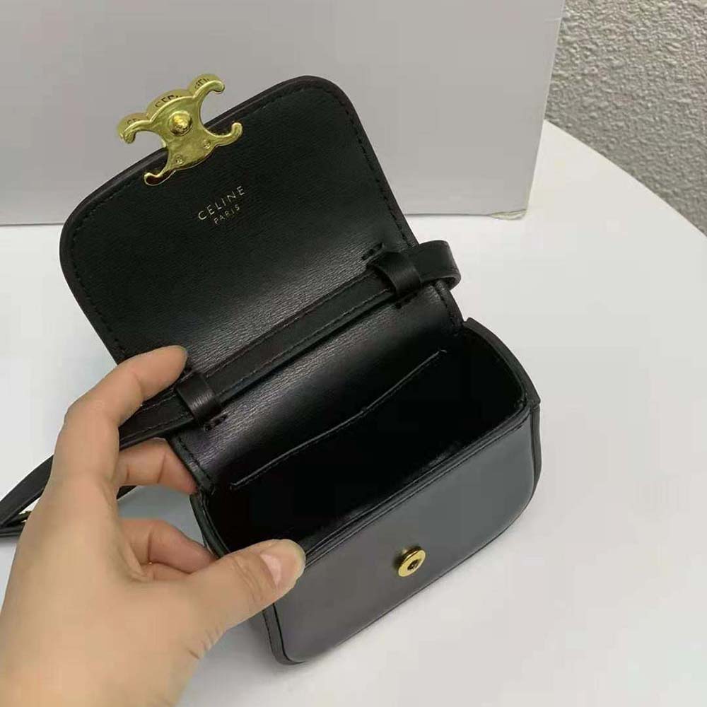 Celine Women Mini Triomphe in Shiny Calfskin-Black - image 7