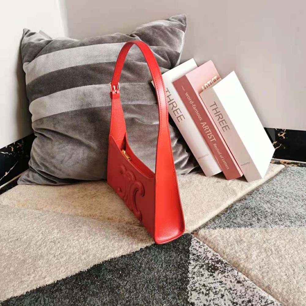 Celine Women Shoulder Bag Cuir Triomphe in Smooth Calfskin-Red - image 5