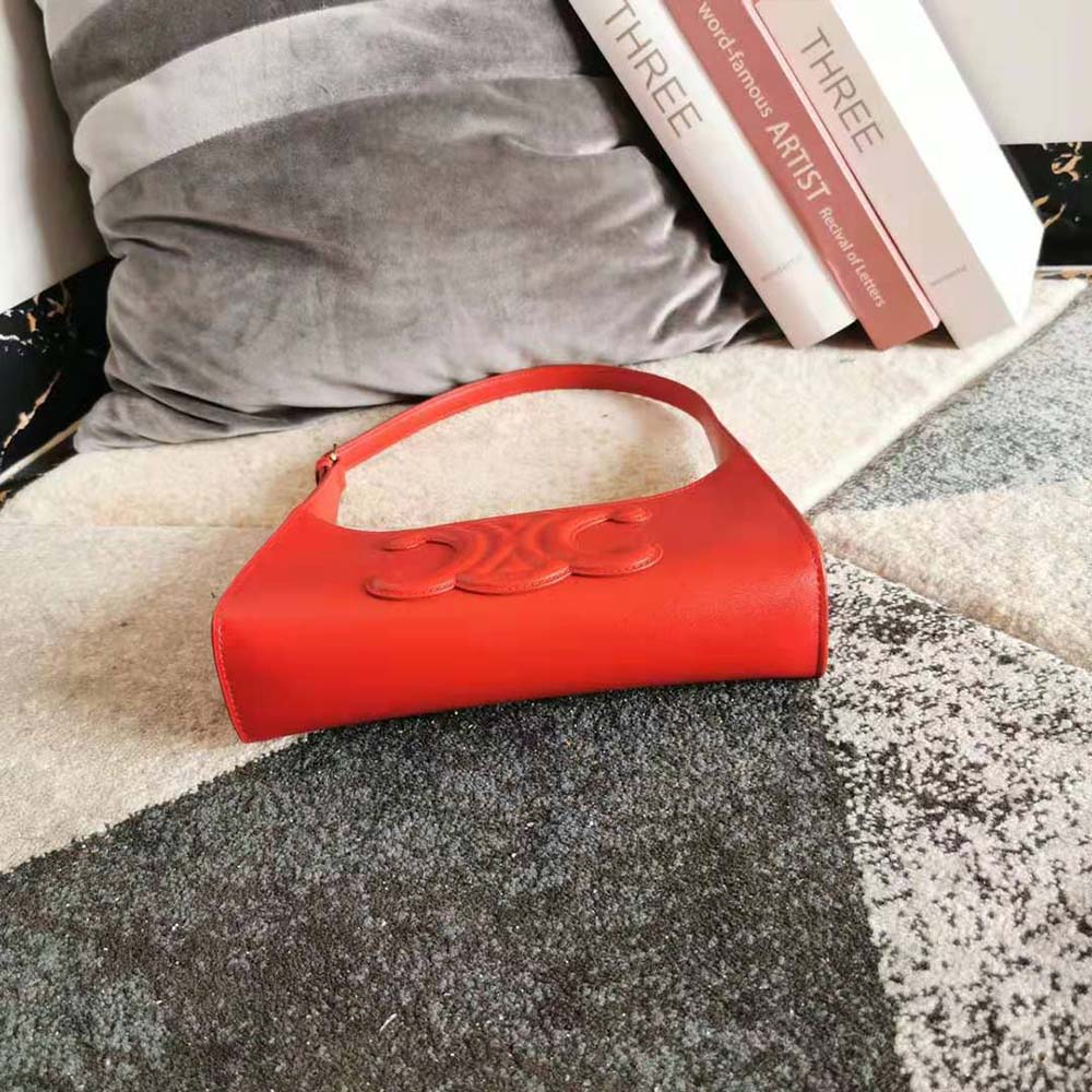 Celine Women Shoulder Bag Cuir Triomphe in Smooth Calfskin-Red - image 4