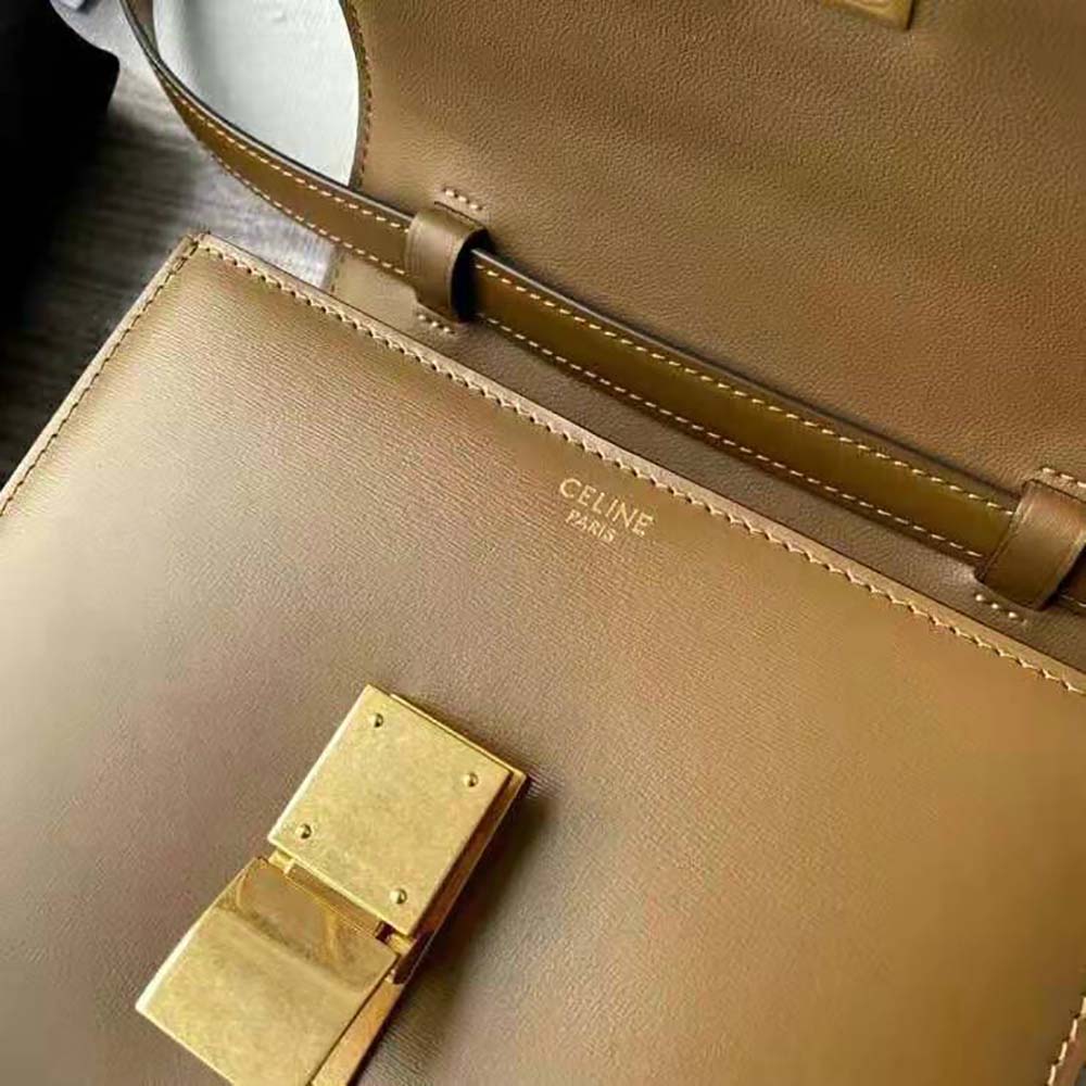 Celine Women Teen Classic Bag in Box Calfskin-Brown - image 8