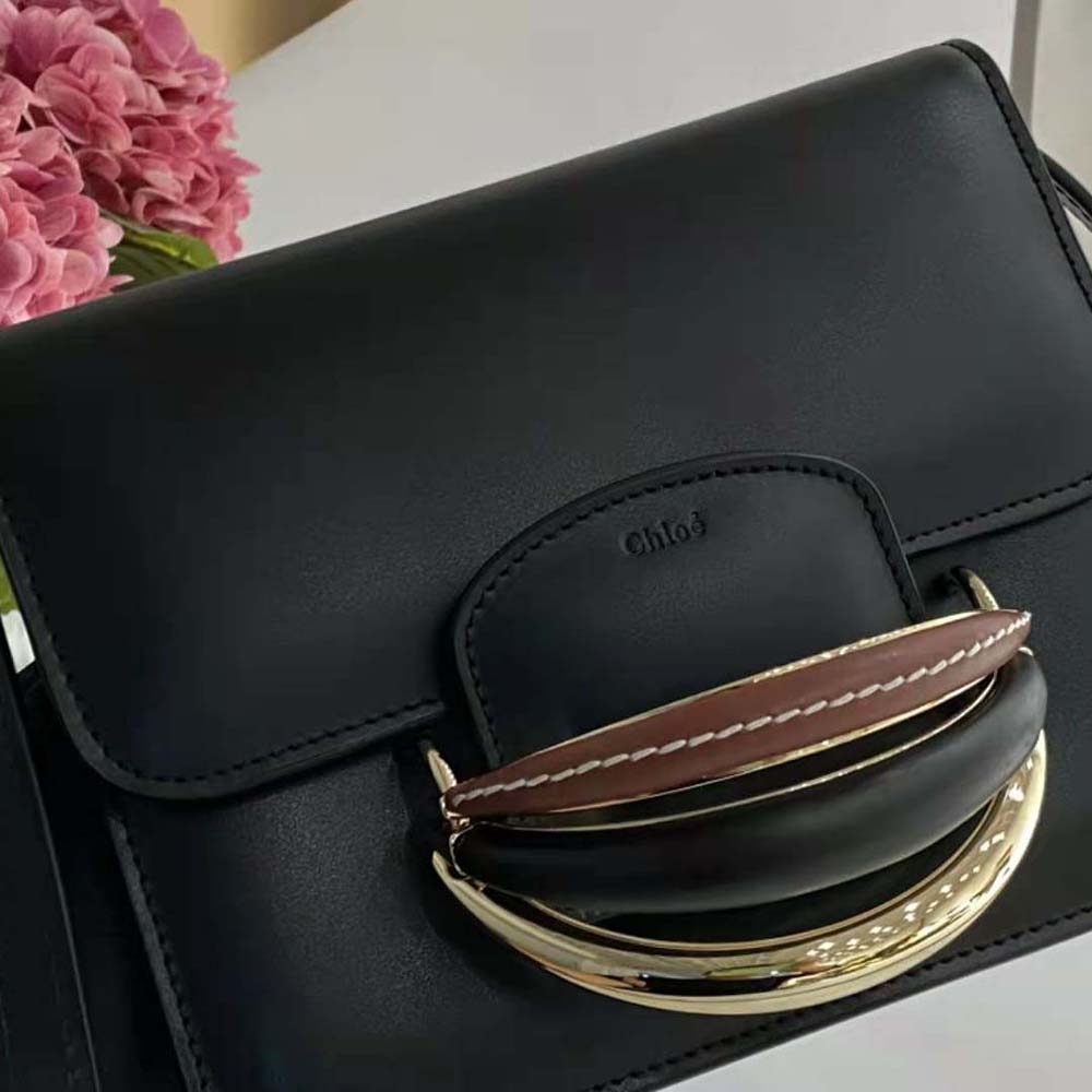 Chloe Women Kattie Cross-Body Bag in Shiny Calfskin-Black - image 9