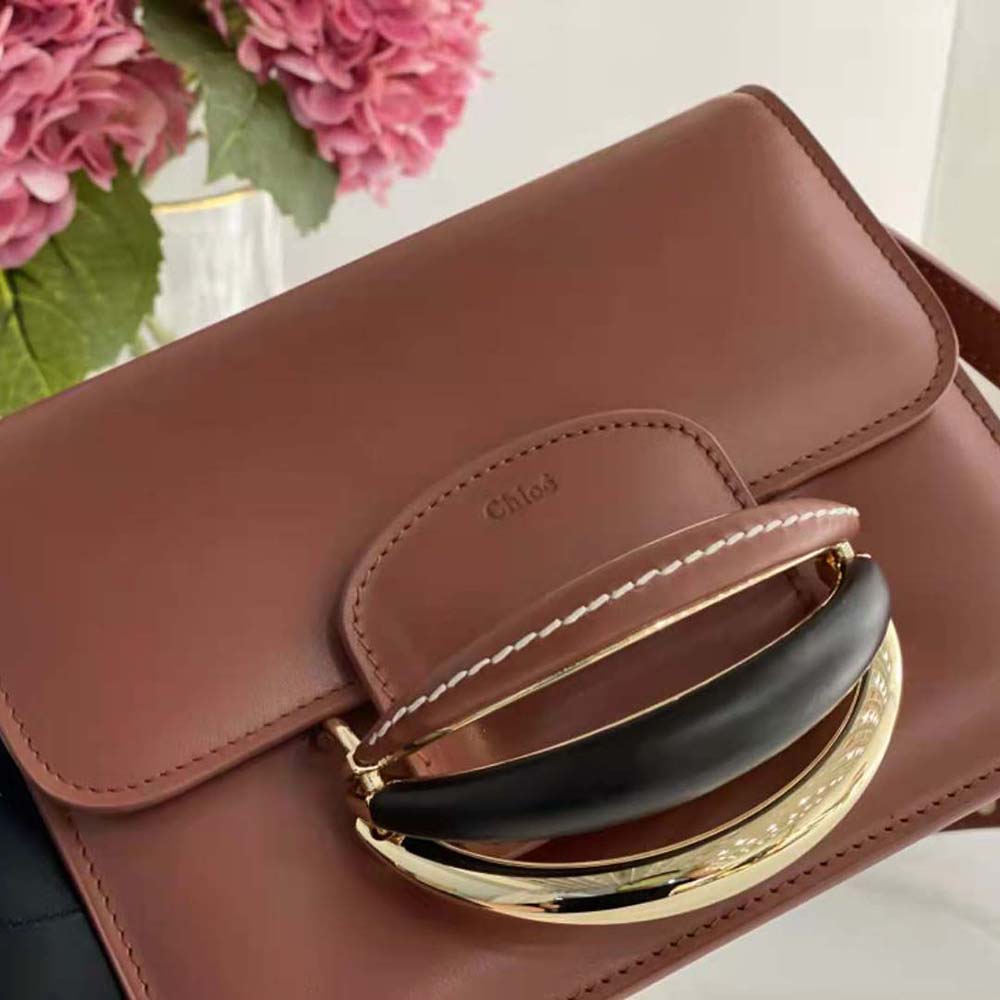 Chloe Women Kattie Cross-Body Bag in Shiny Calfskin-Brown - image 8