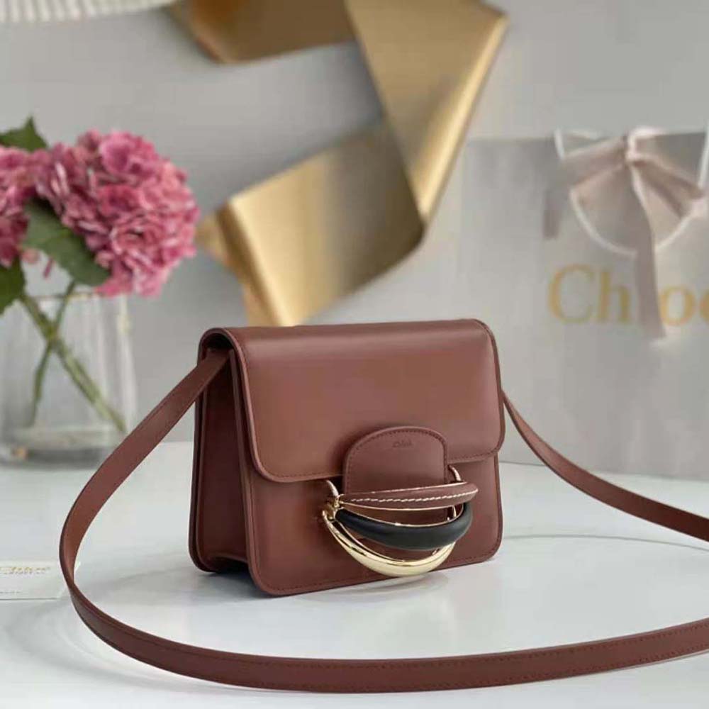 Chloe Women Kattie Cross-Body Bag in Shiny Calfskin-Brown - image 4