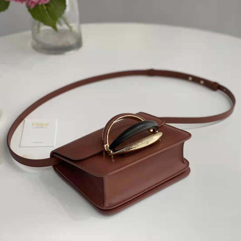 Chloe Women Kattie Cross-Body Bag in Shiny Calfskin-Brown - image 5