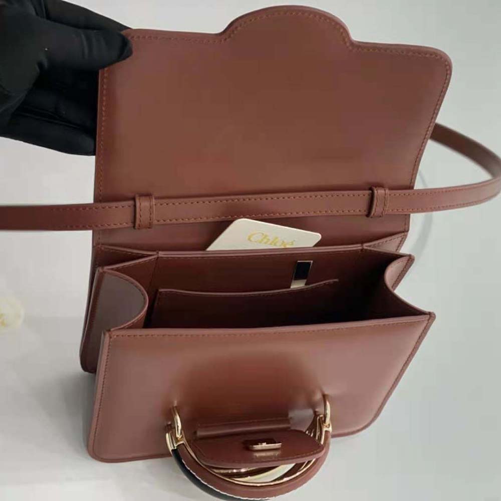 Chloe Women Kattie Cross-Body Bag in Shiny Calfskin-Brown - image 7