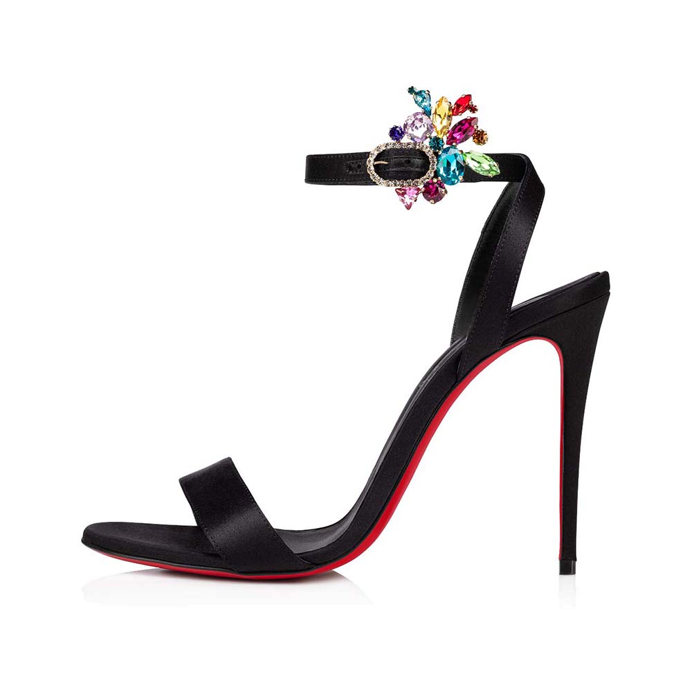 Side profile of Christian Louboutin Women Goldie Joli 100 mm Heel Height-Black shoe