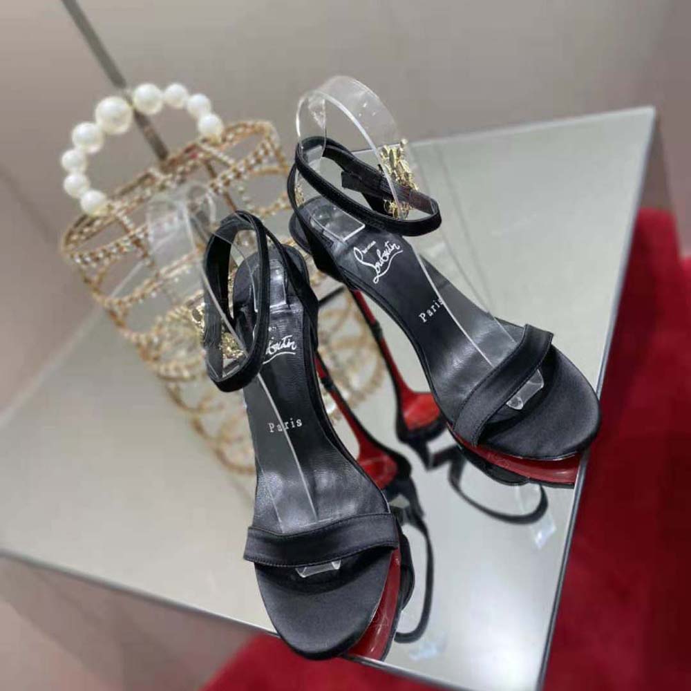 Top view showing ankle strap of Christian Louboutin Women Goldie Joli 100 mm Heel Height-Black