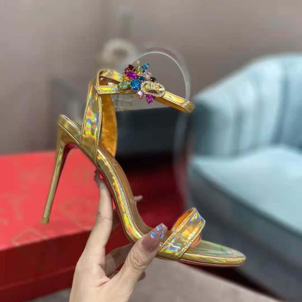 Christian Louboutin Women Goldie Joli 100 mm Heel Height-Yellow - image 8