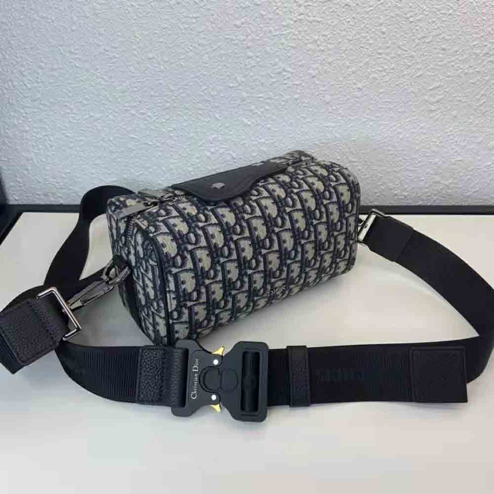 Side view showcasing adjustable strap on Dior Men Lingot 22 Bag