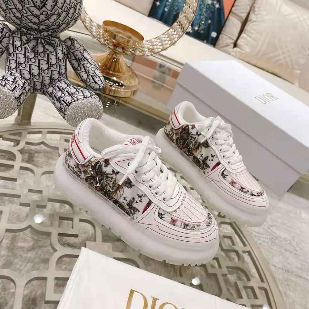 Top-down view showing lace-up closure on Dior Women Addict Sneaker