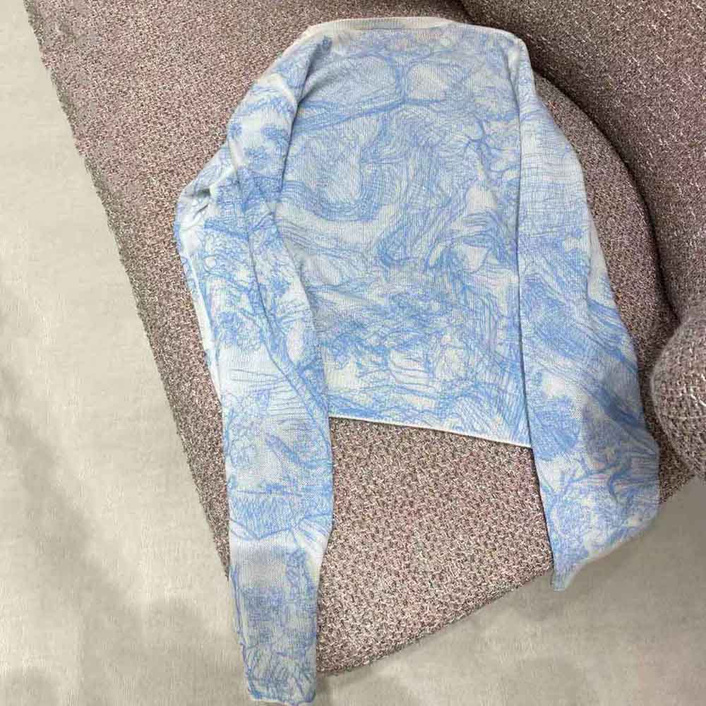 Dior Women Chez Moi Embroidered Sweater Cornflower Blue Technical Cashmere Knit - image 5