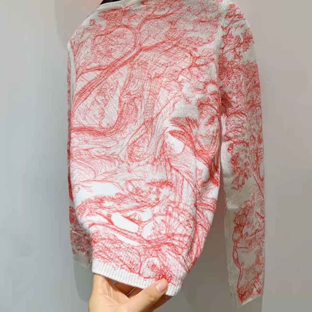 Dior Women Chez Moi Embroidered Sweater Peony Pink Technical Cashmere Knit - image 5