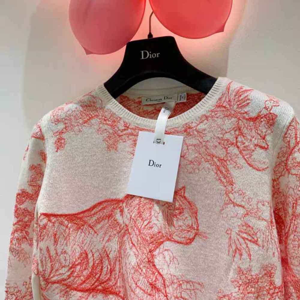 Dior Women Chez Moi Embroidered Sweater Peony Pink Technical Cashmere Knit - image 4
