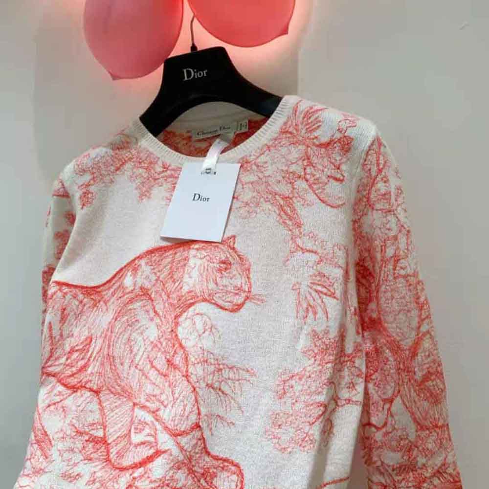 Dior Women Chez Moi Embroidered Sweater Peony Pink Technical Cashmere Knit - image 6