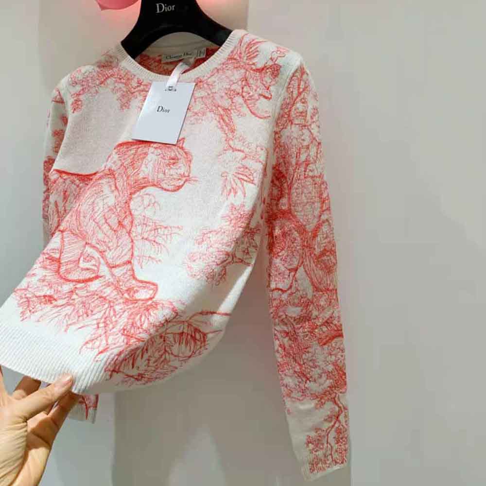 Dior Women Chez Moi Embroidered Sweater Peony Pink Technical Cashmere Knit - image 7