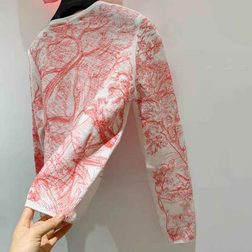 Dior Women Chez Moi Embroidered Sweater Peony Pink Technical Cashmere Knit - image 8