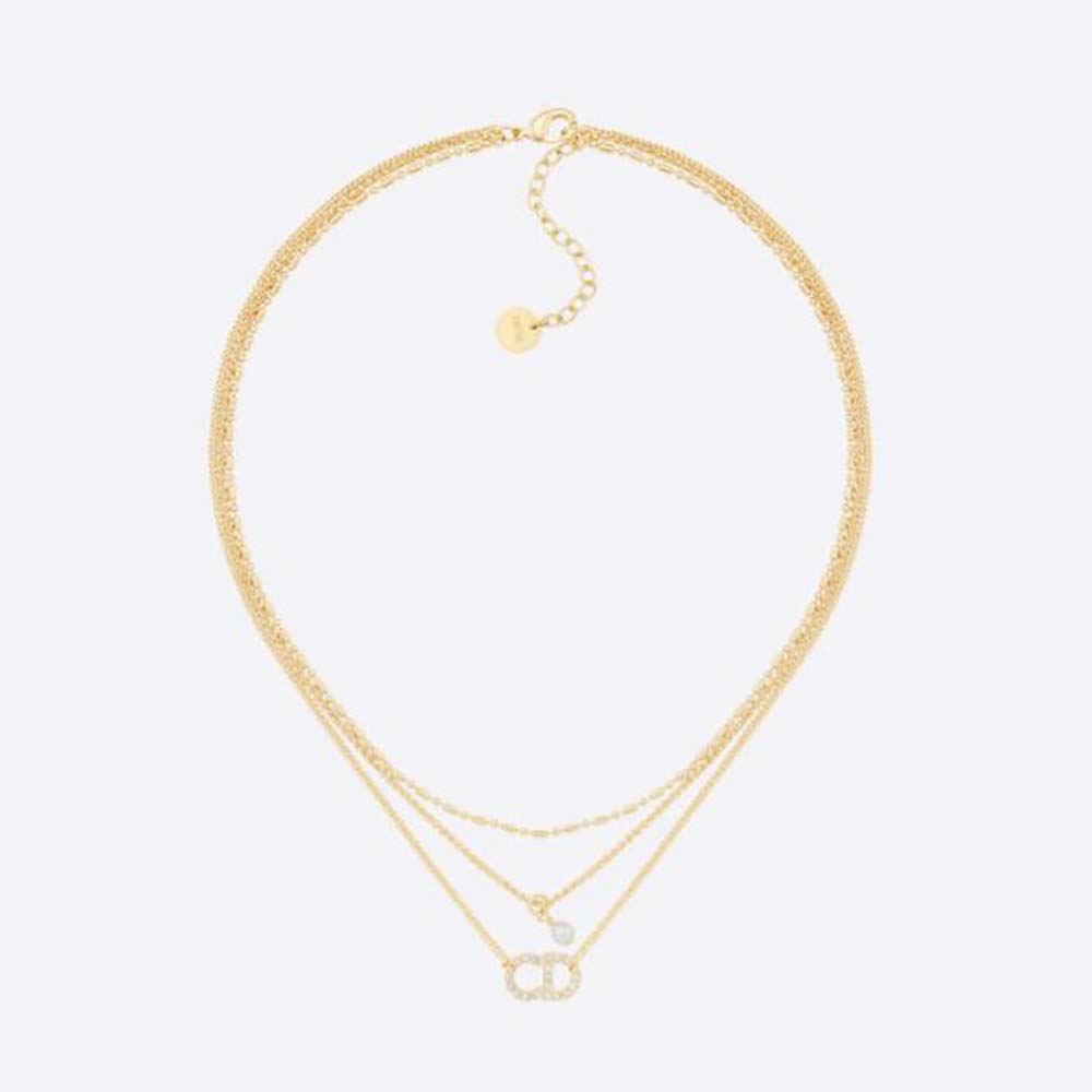 Close-up view of Dior Women Clair D Lune Necklace gold-finish and crystals