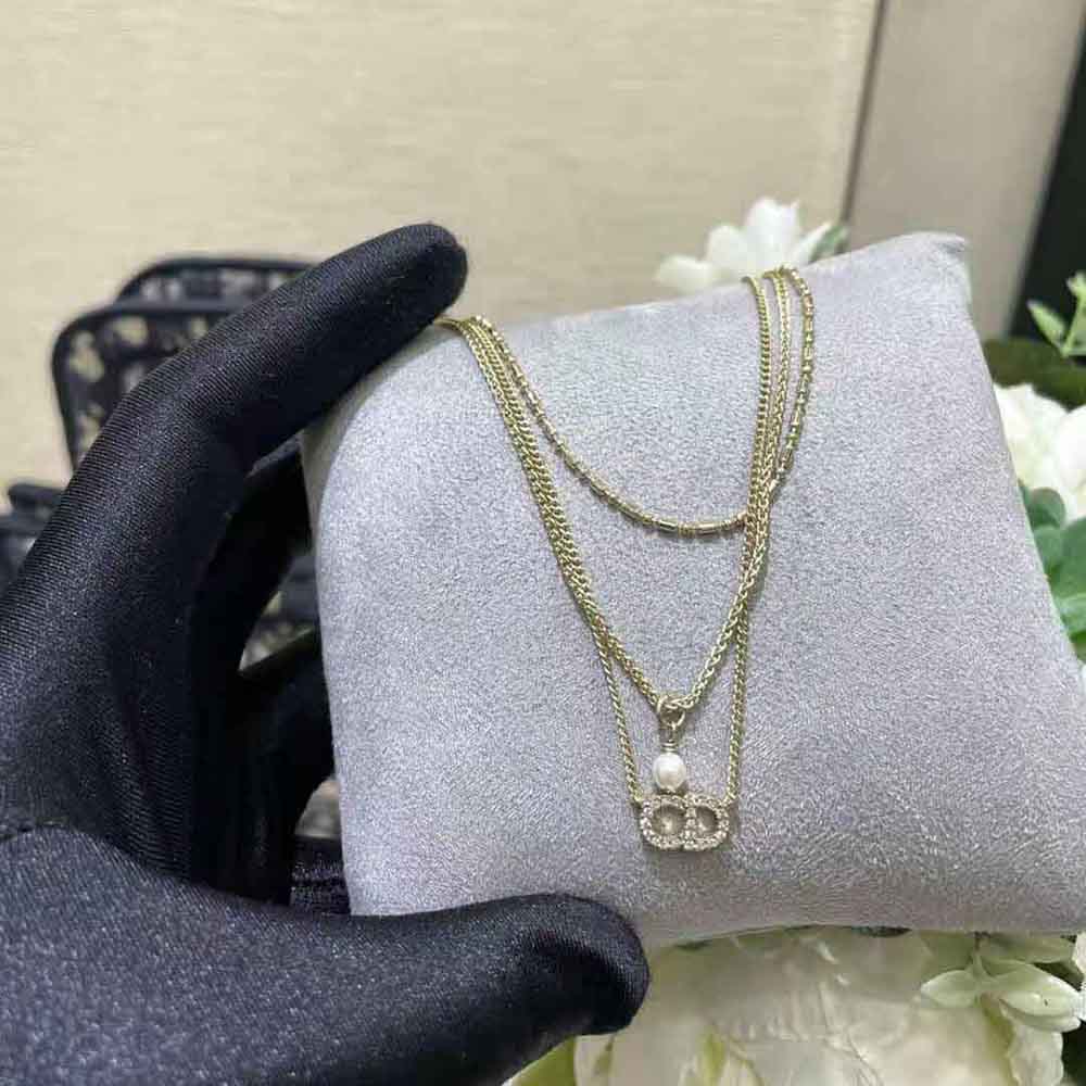 Dior Women Clair D Lune Necklace draped elegantly on a black velvet display
