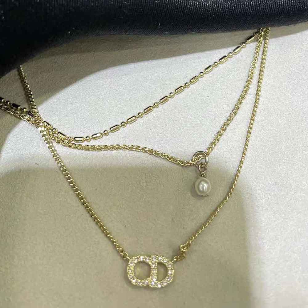 Dior Women Clair D Lune Necklace Gold-Finish Metal and White Crystals - image 6