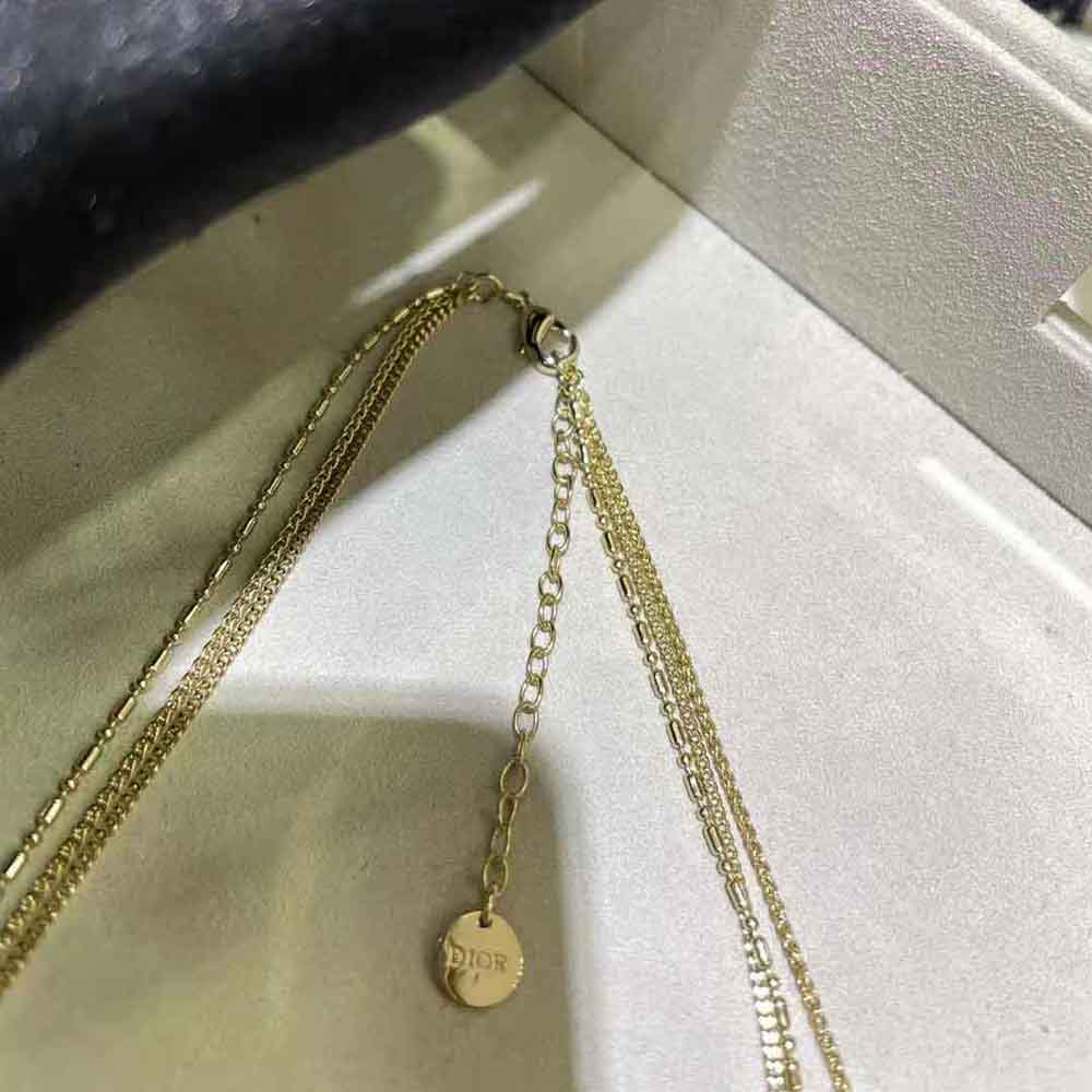 Dior Women Clair D Lune Necklace Gold-Finish Metal and White Crystals - image 5