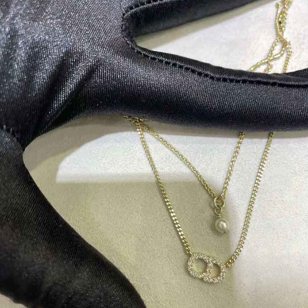 Dior Women Clair D Lune Necklace Gold-Finish Metal and White Crystals - image 4