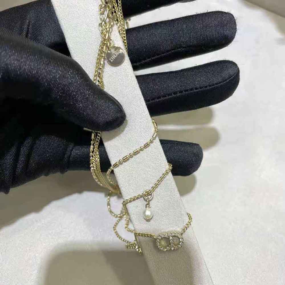 Dior Women Clair D Lune Necklace Gold-Finish Metal and White Crystals - image 7