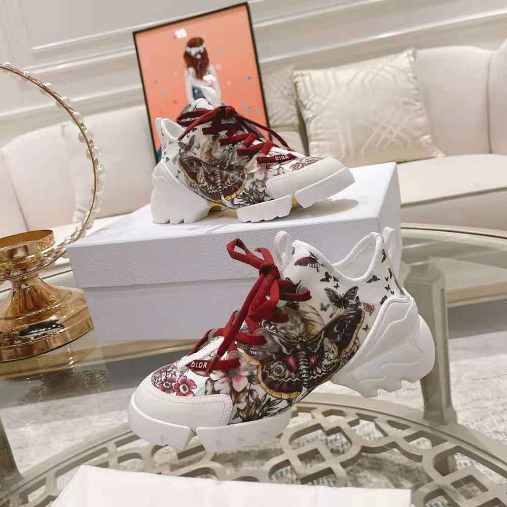 Dior Women D-Connect Sneaker White Technical Fabric and Multicolor Butterfly Motif - image 8