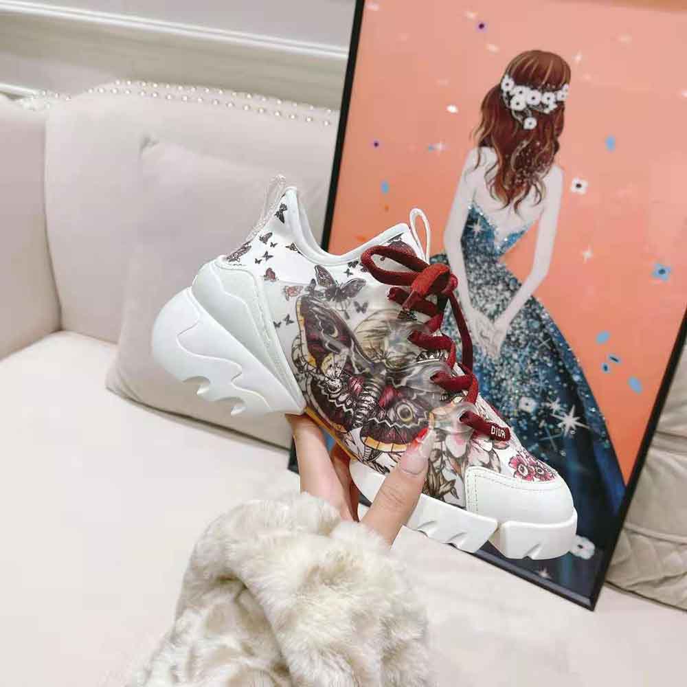 Dior Women D-Connect Sneaker White Technical Fabric and Multicolor Butterfly Motif - image 6