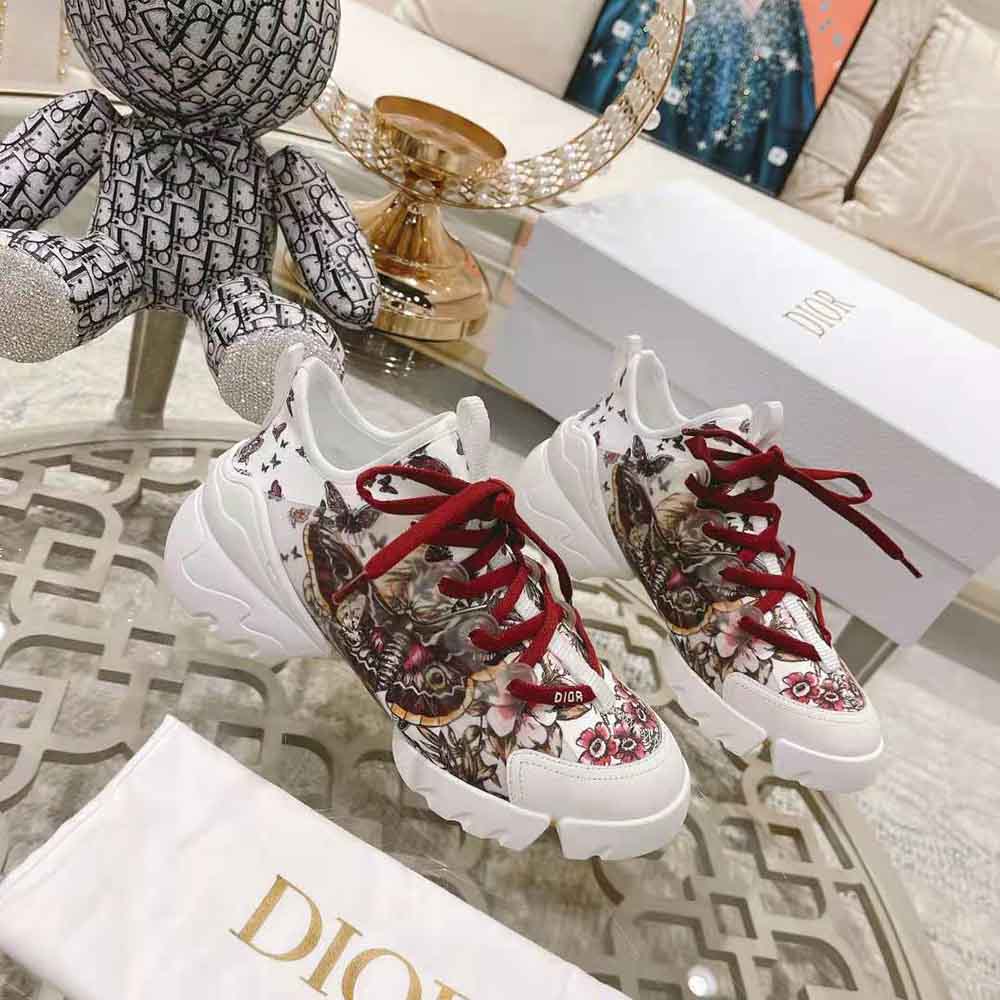 Dior Women D-Connect Sneaker White Technical Fabric and Multicolor Butterfly Motif - image 5