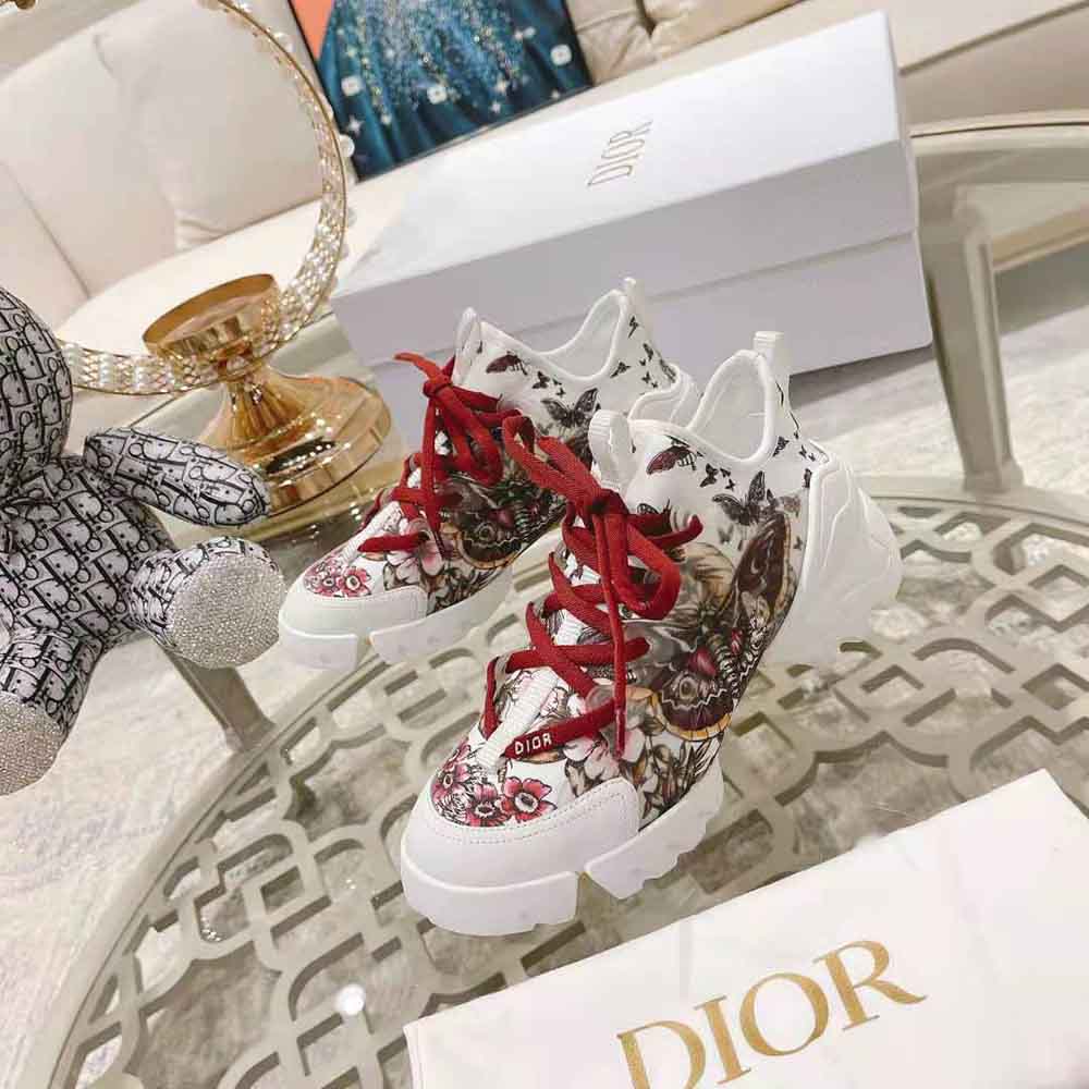 Dior Women D-Connect Sneaker White Technical Fabric and Multicolor Butterfly Motif - image 7