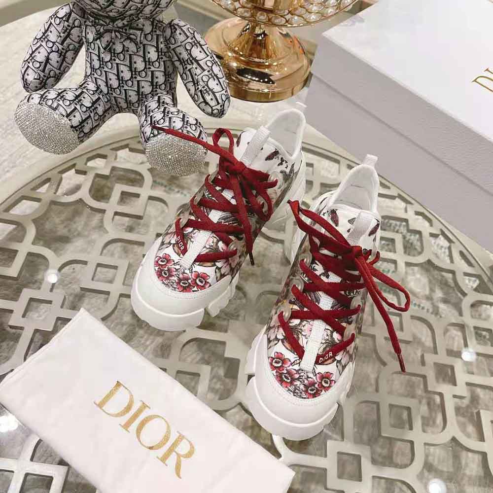 Dior Women D-Connect Sneaker White Technical Fabric and Multicolor Butterfly Motif - image 4