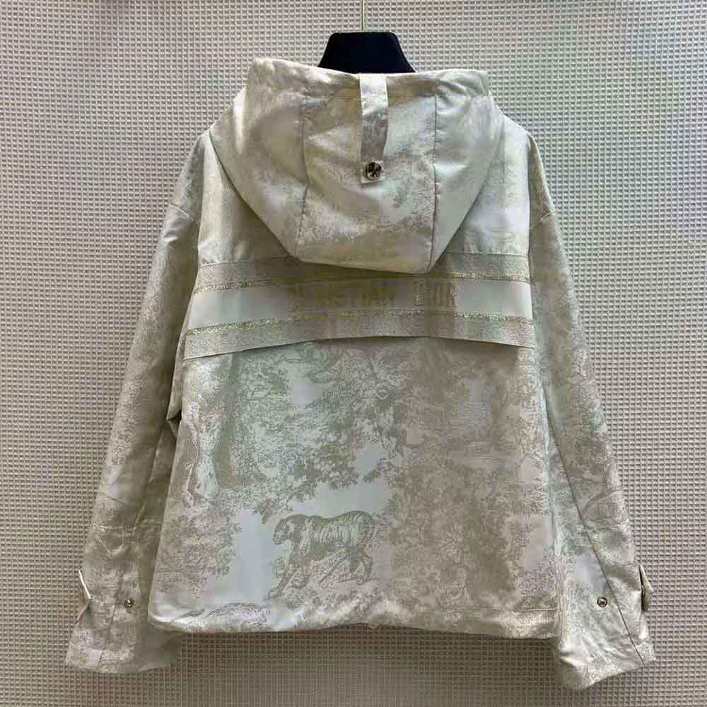 Side profile showcasing silhouette of Dior Women D-Way windbreaker coat