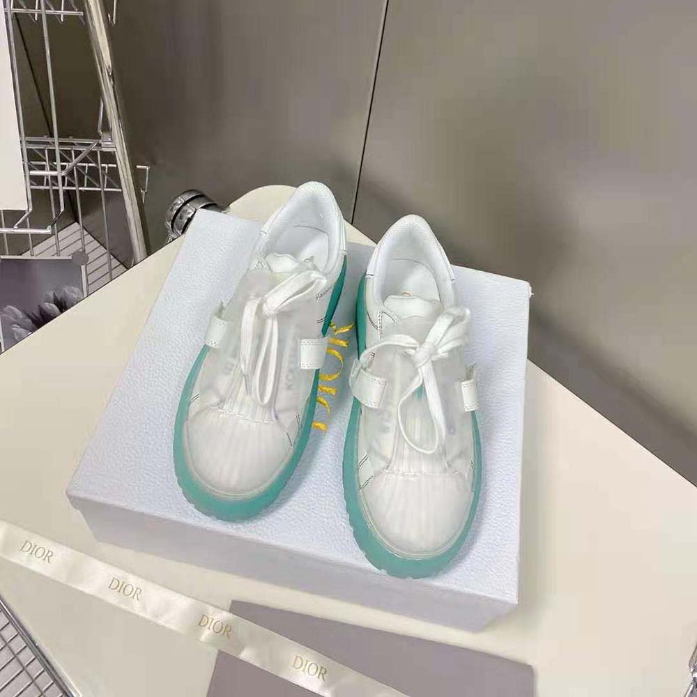 Close-up of green transparent rubber sole on Dior Women Dior-Id Sneaker