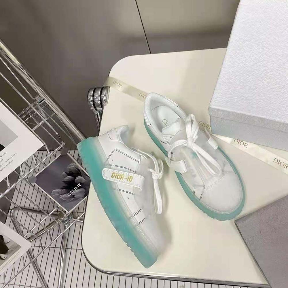 Dior Women Dior-Id Sneaker White Calfskin and Cypress Green Transparent Rubber - image 4