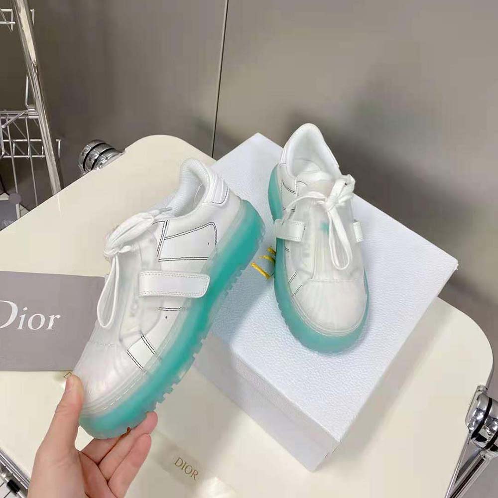 Dior Women Dior-Id Sneaker White Calfskin and Cypress Green Transparent Rubber - image 5