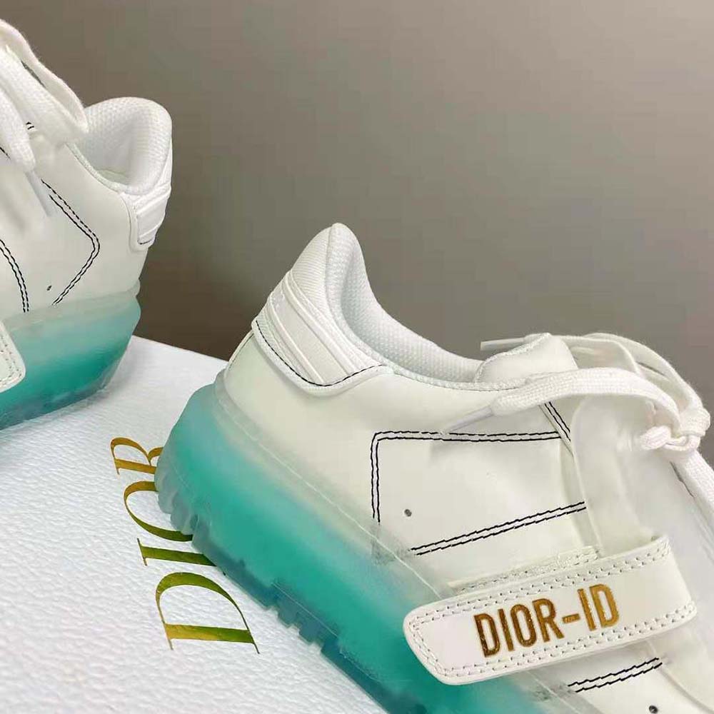 Dior Women Dior-Id Sneaker White Calfskin and Cypress Green Transparent Rubber - image 8