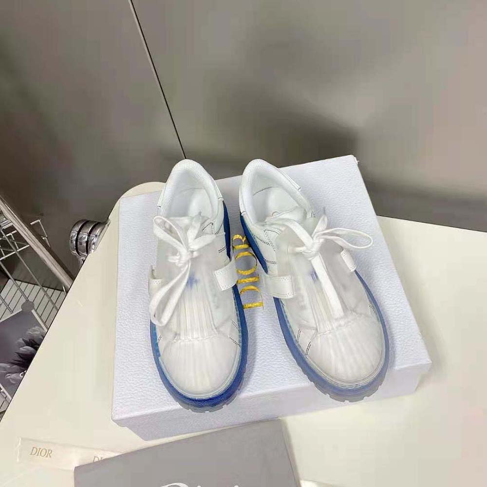 Close-up of deep blue transparent rubber sole on Dior Women Dior-Id Sneaker