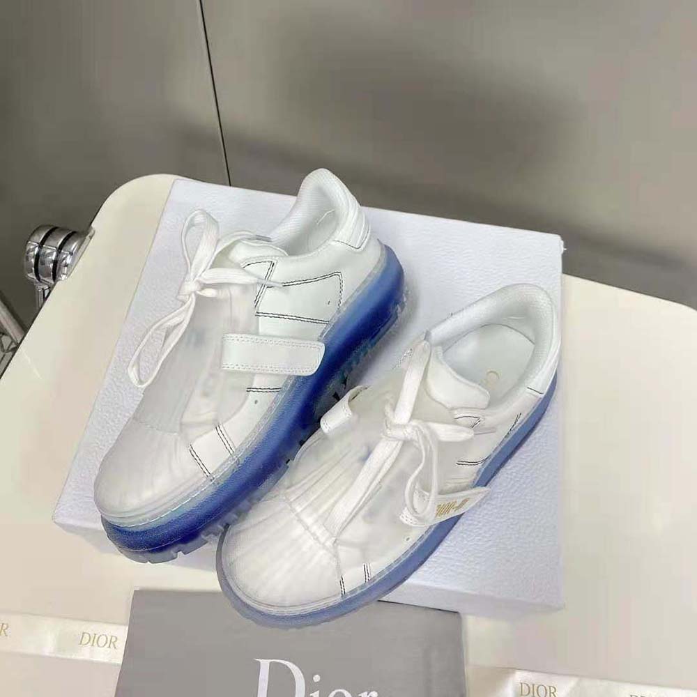 Dior Women Dior-Id Sneaker White Calfskin and Deep Blue Transparent Rubber - image 4