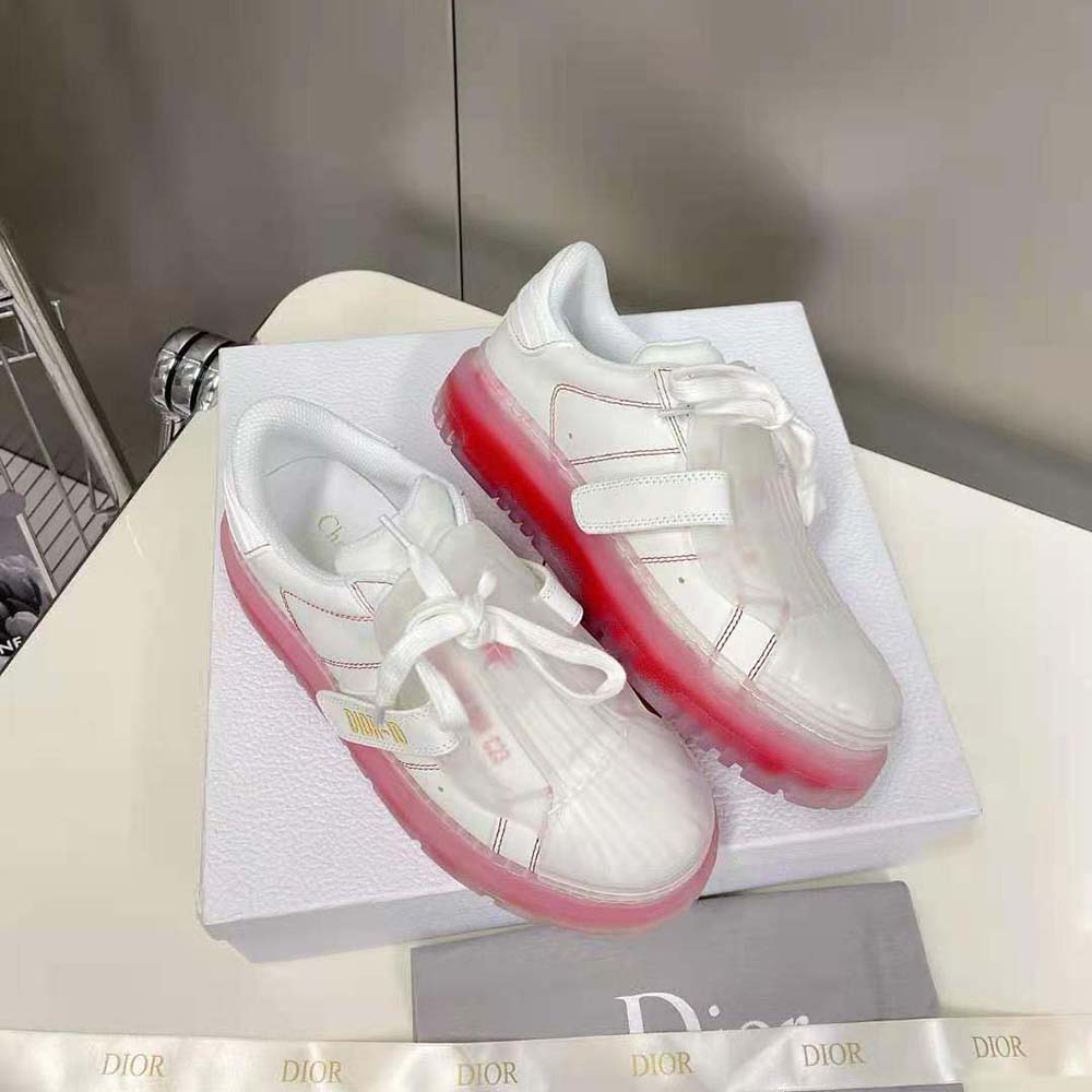 Dior Women Dior-Id Sneaker White Calfskin and Transparent Red Rubber - image 4
