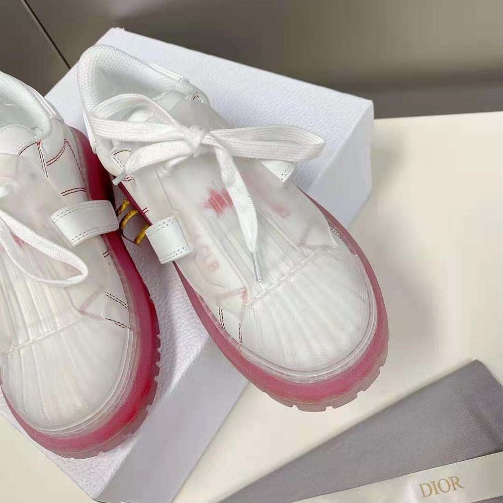 Dior Women Dior-Id Sneaker White Calfskin and Transparent Red Rubber - image 7