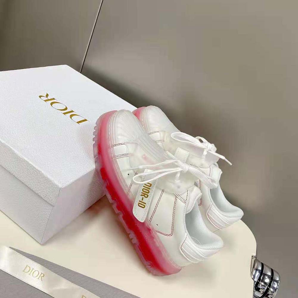 Dior Women Dior-Id Sneaker White Calfskin and Transparent Red Rubber - image 5