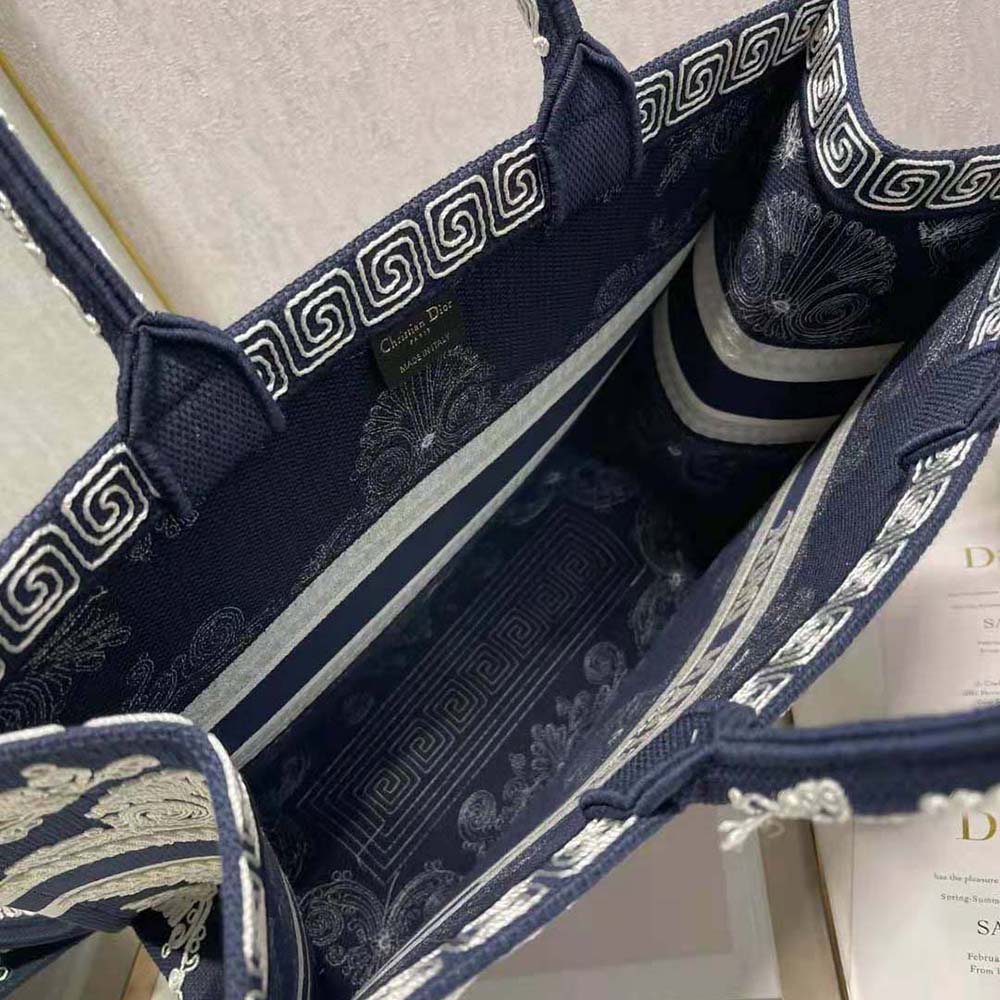 Dior Women Large Dior Book Tote Blue and White Cornely-Effect Embroidery - image 9