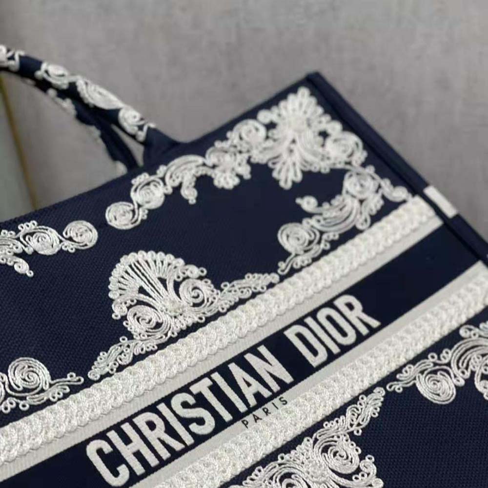 Dior Women Large Dior Book Tote Blue and White Cornely-Effect Embroidery - image 8