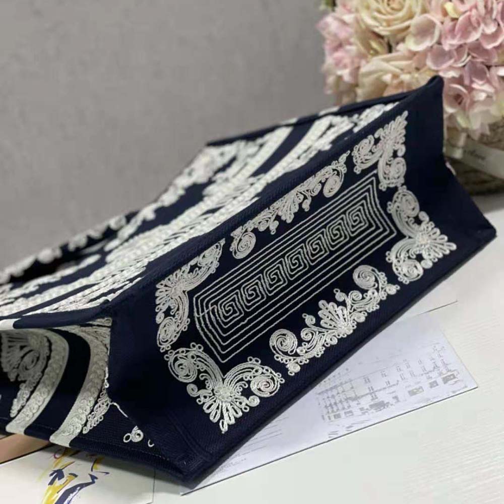 Dior Women Large Dior Book Tote Blue and White Cornely-Effect Embroidery - image 7